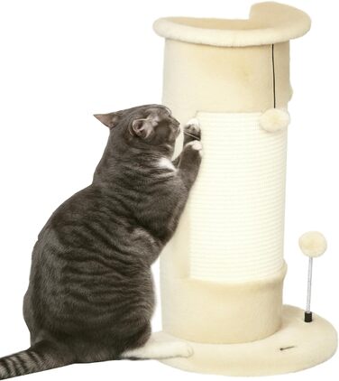 Котячий кігтеточки PawHut кутовий, 58 см, з сизалю, для дому, кремово-білий