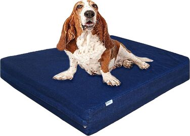 Велике ортопедичне ліжко для собак Dogbed4less з пам’яттю форми, водонепроникним чохлом і знімним джинсовим покриттям, для середніх і великих порід
