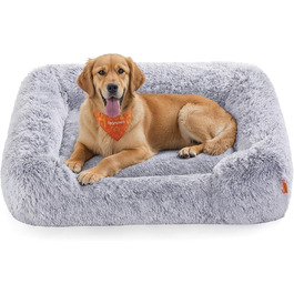 Ліжко для собак Feandrea, м'який лежак, корзина для собак, диван для собак, XL (106 x 75 x 20 см), сірий Ombré, PGW271G01