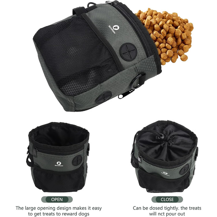 Сумка для корму для собак 2-в-1 з пляшкою води, знімний мішок для корму та диспенсер для пакетів для екскрементів (чорно-зелений)