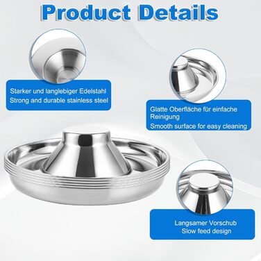 Набір з 3 мисок для собак та котів з нержавіючої сталі, 30 см, для маленьких собак та котів