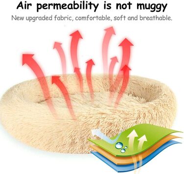 Кругле ліжко для кота/собаки Donut, 70 см, бежеве. М'яке, зручне, з густою оббивкою, для дому, миється.