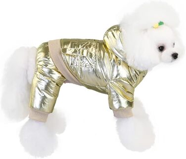 Теплий зимовий одяг для собак: теплий комбінезон для собак з бавовни, теплий одяг для маленьких собак та котів, золотий колір