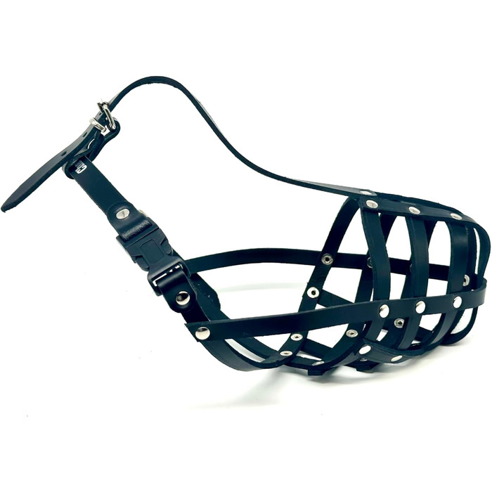 Шкіряна маска для собак Bullterrier та інших коротконосих порід (L&J Pets, чорна, BT2)