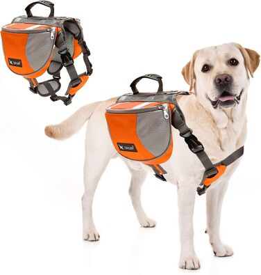 Шлейка для собак PETCUTE середнього та великого розміру, регульована, для прогулянок, тренувань, з відбиваючими елементами та ручкою (Помаранчевий, S)
