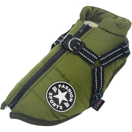 Зимовий жилет для собак Ectkuee з кріпленням для повідка, водонепроникний, для маленьких собак, машинне прання, світловідбиваючий, зелений (L)