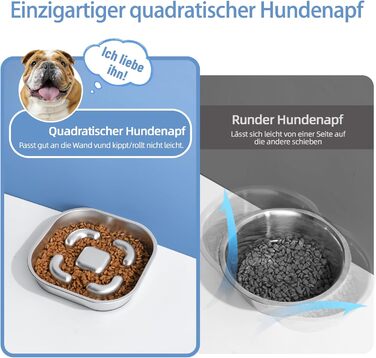 Антислизька годівниця для собак Nayelf з нержавіючої сталі 304, з силіконовим дном, 23*23*4.5 см