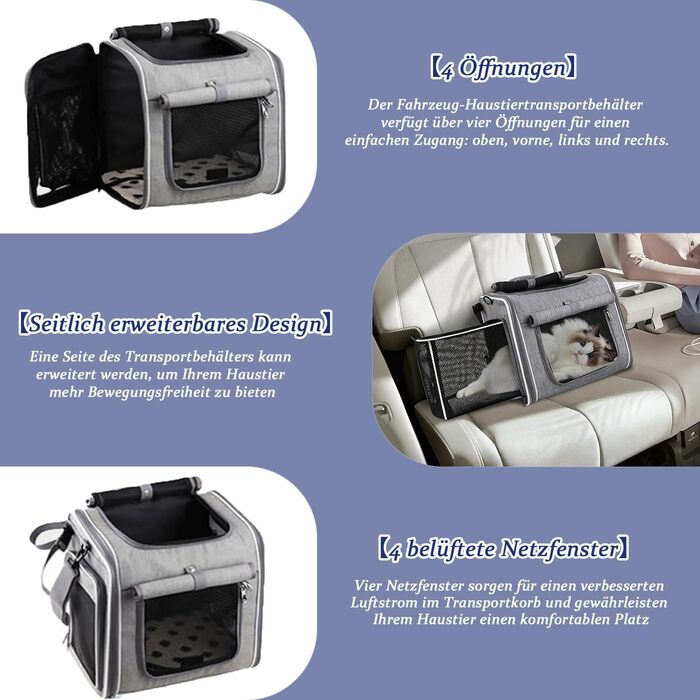 Корзина для собак на велосипед Cnwinu, передня, розширювана, складна, з 4 дверцятами та сітковими вікнами, для маленьких та середніх собак та котів