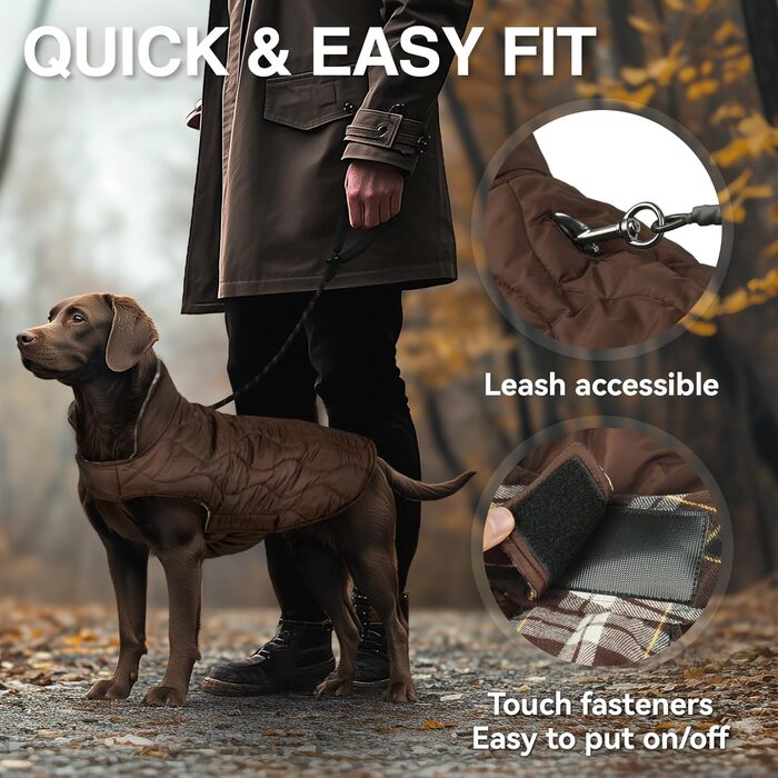 Теплий зимовий одяг для собак VIVAGLORY Softjoy: куртка з захистом живота, кава, розмір L (1 шт.)