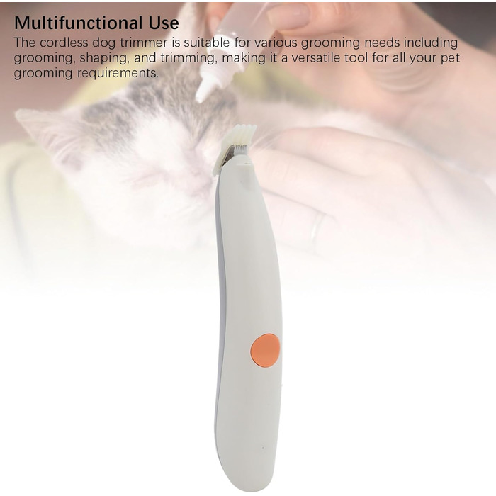 Бездротовий тример для собак з підсвічуванням, 2 швидкості, регульований, для грумінгу навколо очей, вух та мордочки (сіро-білий)