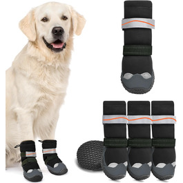 Чоботи для собак SlowTon - Водонепроникні зимові чоботи для собак, теплі чоботи від снігу з неслизькою гумовою підошвою та світловідбиваючими смугами, для собак маленьких та великих порід, розмір 5, чорний