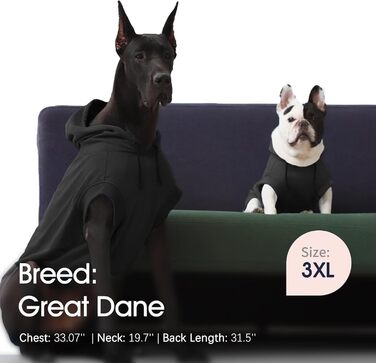 Світшот для собак IECOii з капюшоном, чорний, M-4XL (115см)