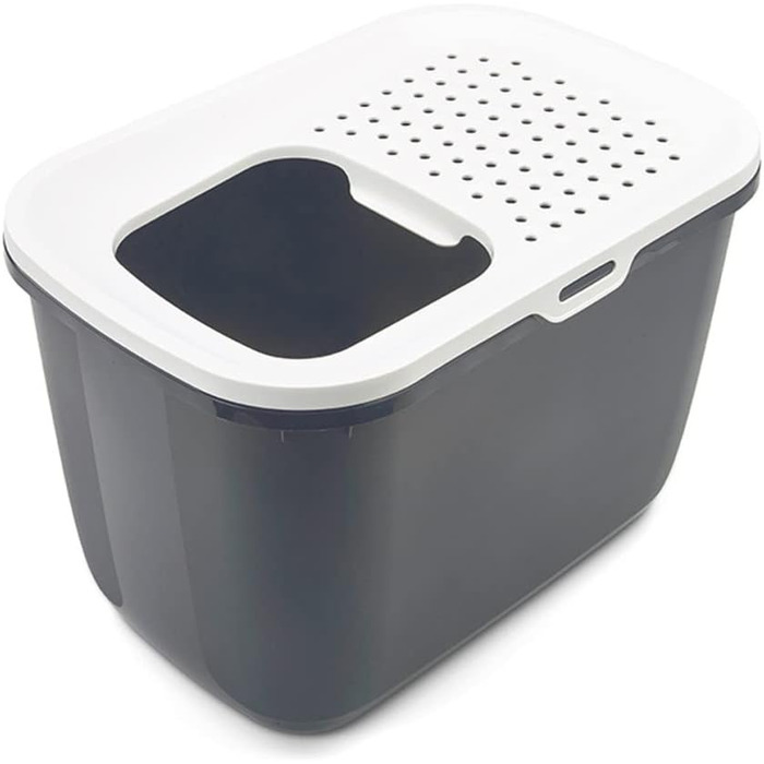 Лотку для котів Katzentoilette Hop In, сірий антрацит/білий, 58,5 x 39 x 39,5 см