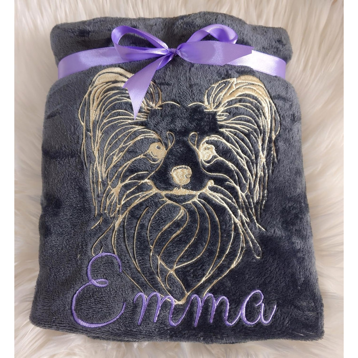 Персоналізована ковдра для собак з вишивкою породи та імені. М'яка ковдра для цуценят та собак, 130x170 см, для дому, авто, софи, сіра, washable