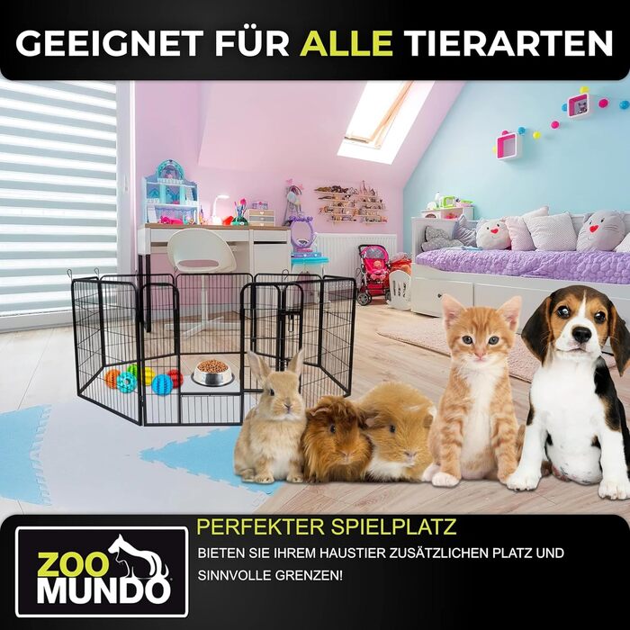 Клітка для цуценят Zoomundo, вольєр для тварин, огорожа для цуценят, 8-кутна, L