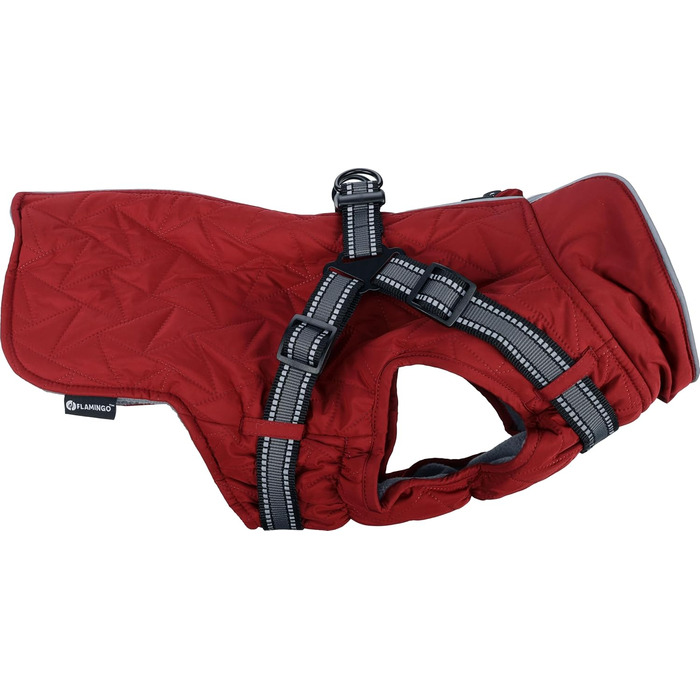 Зимовий одяг для собак - Flamingo Duker Червоний 35 см – водонепроникний, світловідбиваючий, з регульованою шлейкою, з підкладкою з флісу