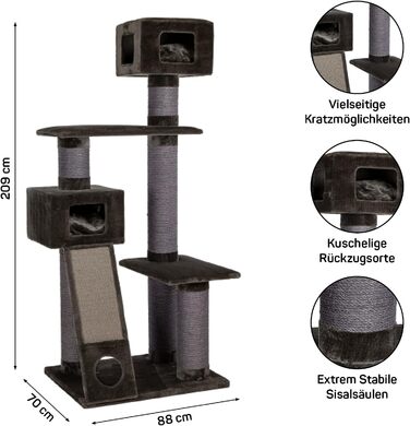 Котячий будиночок Kratzbaum Maine Coon 209 сірий XXL - міцний, великий, стабільний, з товстими сизаловими стовпами (діаметр ~20 см)