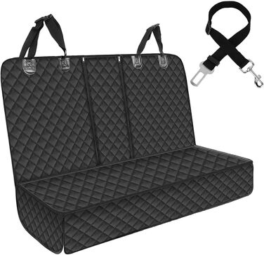 Захист для заднього сидіння авто для собак, водовідштовхувальний, з кріпленням для ременів безпеки, чорний