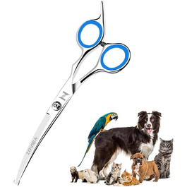 Професійні ножиці для грумінгу собак 6,5'', вигнуті, з круглим кінчиком та ножиці для стрижки подушечок лап. Ножиці для грумінгу собак, індивідуальна упаковка