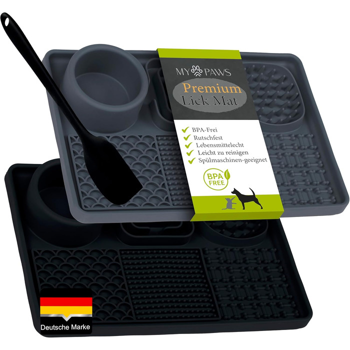 Schleckmatte для котів та собак MyPaws® Premium - інтелектуальна іграшка, Activity Board, сірий/чорний