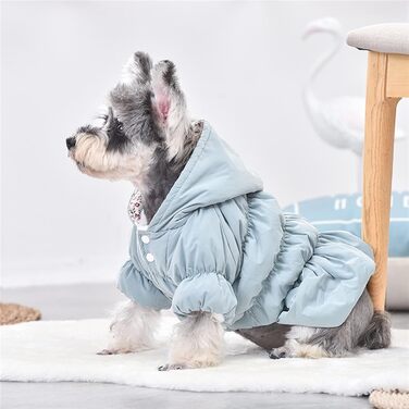 Теплий зимовий одяг для собак - флісовий жилет з капюшоном для цуценят, дрібних порід (Чихуахуа, Йоркширський тер'єр) - рожевий, XS, X-Small, блакитний