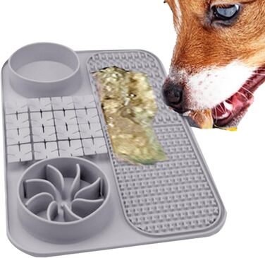 Килимок для годування собак, інтерактивна іграшка-пазл, сірий | Килимок для корму собак, килимок для іграшок, матеріал - сірий | Аксесуар для собак