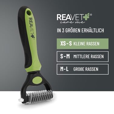Щітка для собак та котів ReaVET для видалення підшерстя та ковтунів, великі та малі породи (M-L, XS-S), з масажним ефектом та захистом верхнього шару шерсті