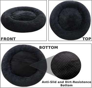 Крісло-гніздо для собак XXXL, кругле, знімний, пральний чохол, антистрес, штучне хутро, м'яке, комфортне, пухнасте ліжко для тварин (115см, Темно-Сірий)