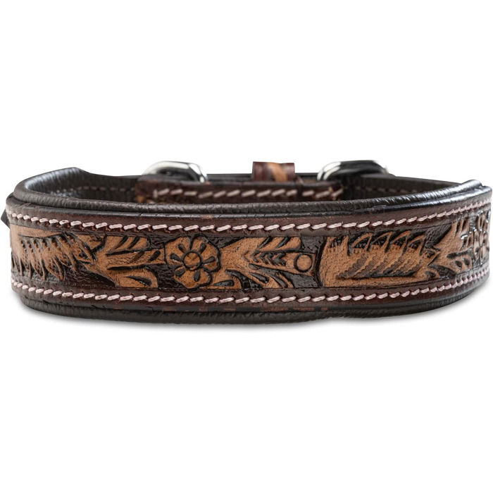 Нашийник для собак Джек Рассел з натуральної шкіри буйвола, регульований, з м'якою підкладкою, ручної роботи, з різьбленням, Alexey (S, 26-34 см)