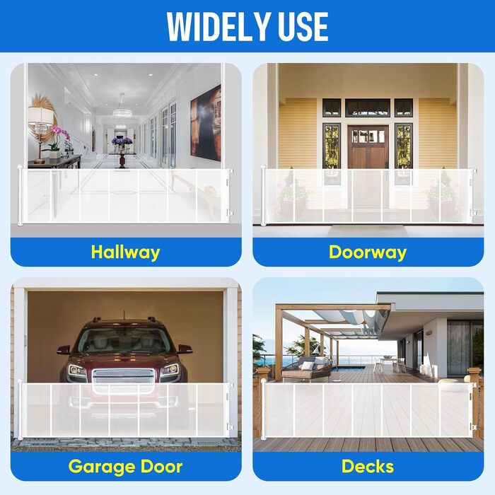 Розсувна сітка для захисту відвідування MYPIN, 0-140 см, для собак та дітей, чорна. Розтягується до 300 см