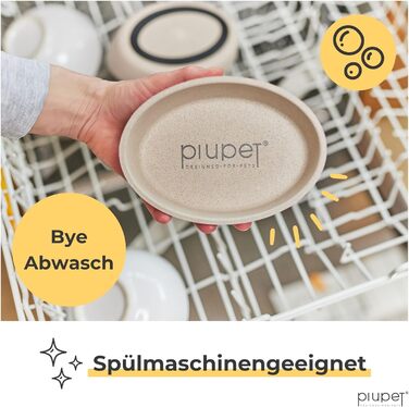 Набір мисок для котів PiuPet® 2 шт. | Миски для котів з неслизьким дном | Миски для корму котів, придатні для миття в посудомийній машині | Плоскі та широкі миски для котів 230 мл | Бежевий/Сірий