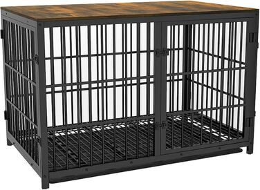 Клітка для собак BingoPaw XXL: Сучасний шафка-будка для великих собак 120см з приставним столиком та висувним лотком, 120×77×81.5см, Чорний