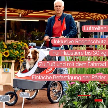 InnoPet® Sporty - прогулянка для собак: коляска-причіп, складна, з повітряними колесами, з капюшоном, багато кольорів