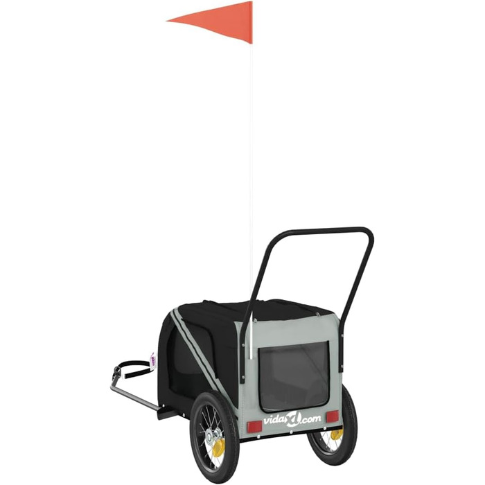 Причеп для тварин (122x52x53 см, чорний та сірий)