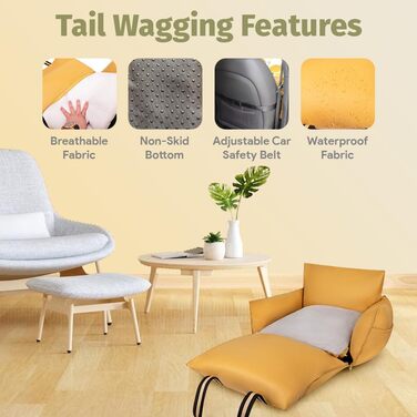 Водонепроникне ліжко-підвищення для собак в авто, переноска для собак, жовта
