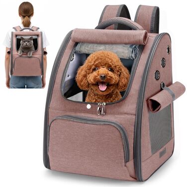 Рюкзак-переноска ALLSOPETS для котів та маленьких собак, рожево-коричневий