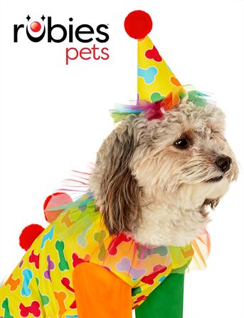 Костюм клоуна для домашніх тварин Rubies, XL: комбінезон, капелюх, рюкзак для свят та Хелловіну