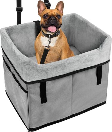 Автокрісло для собак маленьких порід, переноска-бустер для тварин до 11,3 кг (сірий)