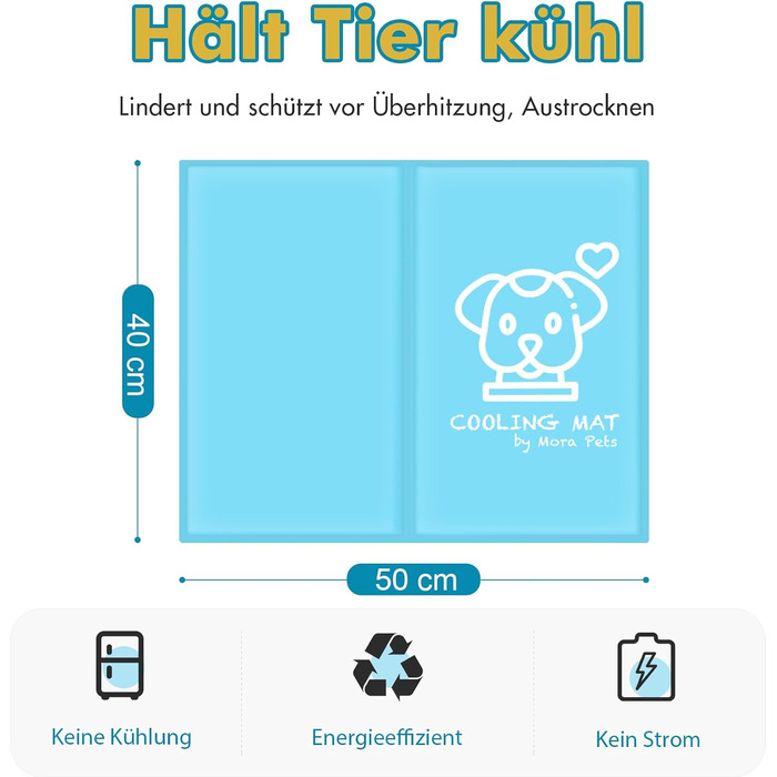Кühlmatte для собак Pawtasy - охолоджуючий килимок для собак XL 100 x 60 см, блакитний. Охолоджуюча килимок з нетоксичного гелю для великих та середніх собак