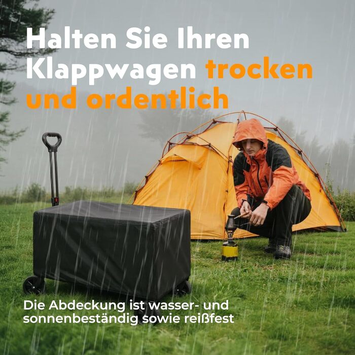 Складаний візок Bollerwagen 120L, до 120 кг з дощеміцким покриттям, тримачем для напоїв, світловідбиваючими смугами. Ідеальний для собак, покупок, кемпінгу, пляжу, транспортування та відпочинку на природі.