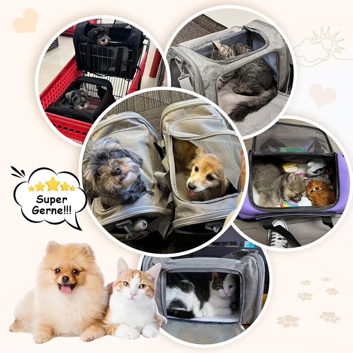 Транспортна сумка для кота/собаки до 5 кг, сіра, 43 x 28 x 28 см