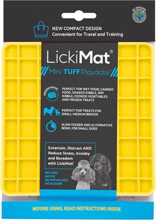 Килимок для собак LICKIMAT Mini Tuff: повільне годування, розвага та зняття стресу, рожевий (жовтий, Playdate)