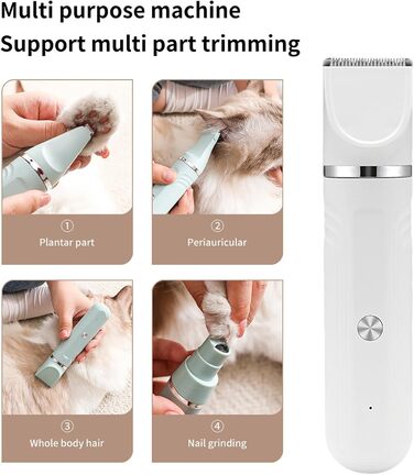 Електрична машинка для грумінгу собак 4-в-1: ножиці, щітка, тример - для собак, котів, цуценят. Зелений/Білий колір