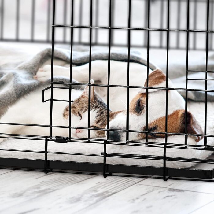 Клітка для собак Relaxdays: зручна переноска для дому та автомобіля, сталь, чорна (87x122x80 см)