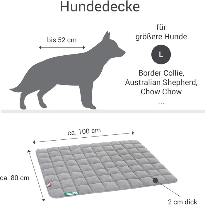 М'яка лежанка для собак Doctor Bark, розмір L, 100x80 см, світло-сіра, для великих собак, міцна, для дому та вулиці, витримує прання до 95°C