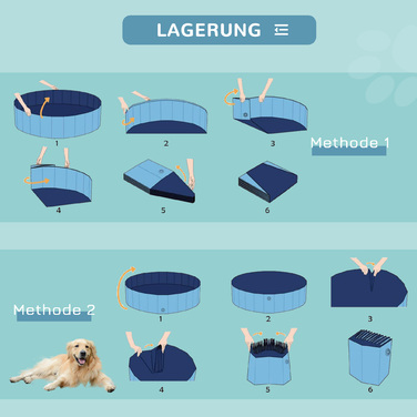 PawHut Dog Pool Великий басейн для собак Дитячий басейн ПВХ Wood Blue Ø140xH30 см ідеально підходить для літа