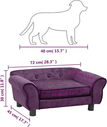 Собаче ліжко CLALER, коричневе, 72x45x30 см, плюшевий диван для собак, м'яке ліжко для малих і середніх порід