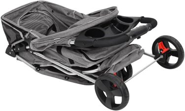 Складаний візок для собак vidaXL 80x46x98 см, сірий, оксфордська тканина