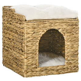 PawHut Ротанг Cat Cave 2-х ярусна подушка вода гіацинт коричневий до 5кг | Аосом