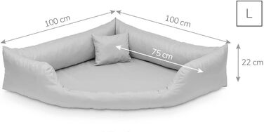 Лягу для собак Juelle Gabi L - штучна шкіра, 100x100x22 см, м'яке ліжко для середніх та великих собак